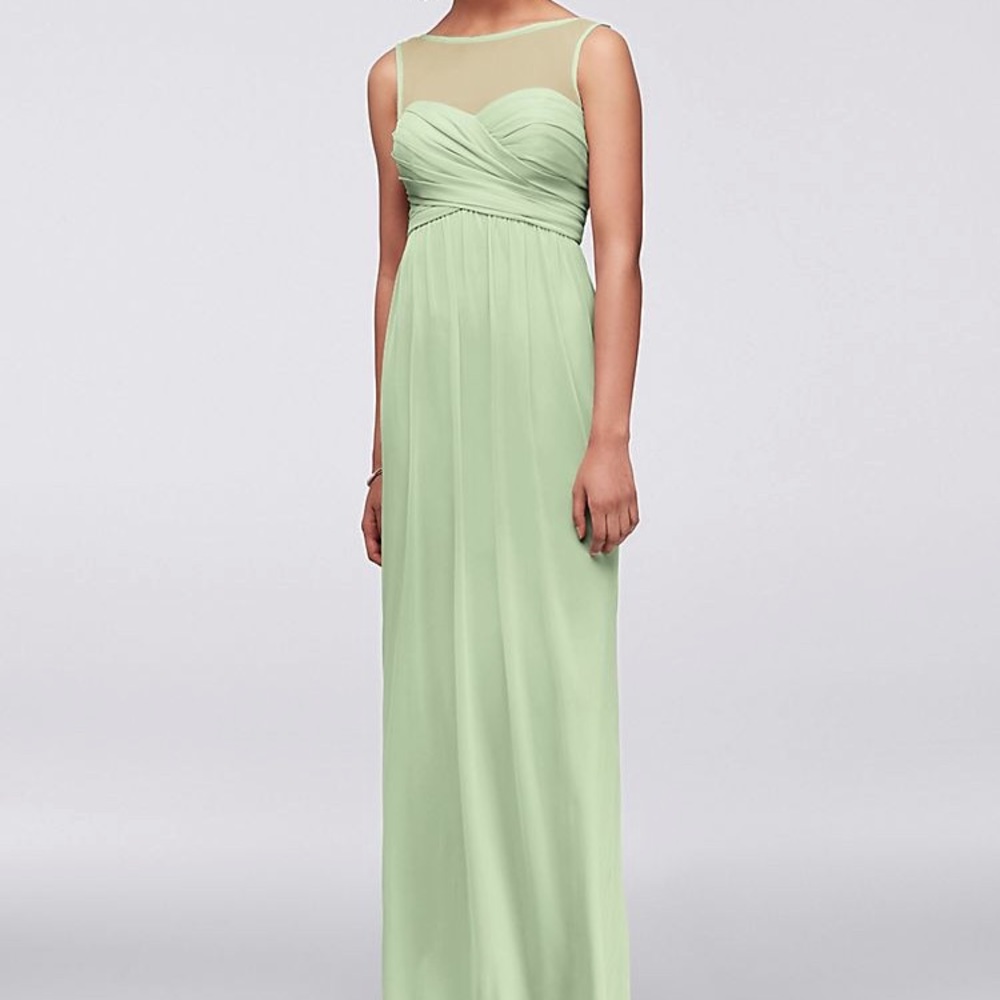 David’s Bridal Long Mesh Dress w/Illusion Neckline